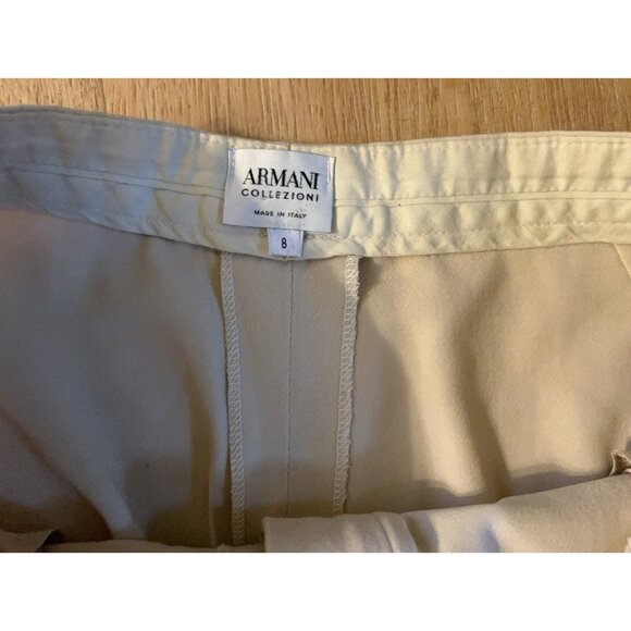 Armani Collezioni Women’s Sz 8 Beige Pleated Front Dress Slacks Made In Italy - Picture 6 of 9